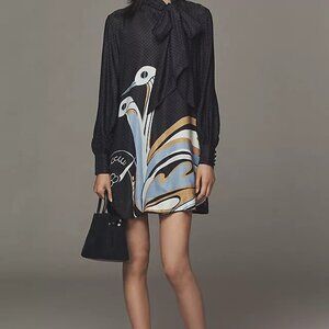 Anthropologie: The Caroline Mini long sleeve tie neck by Maeve xx small